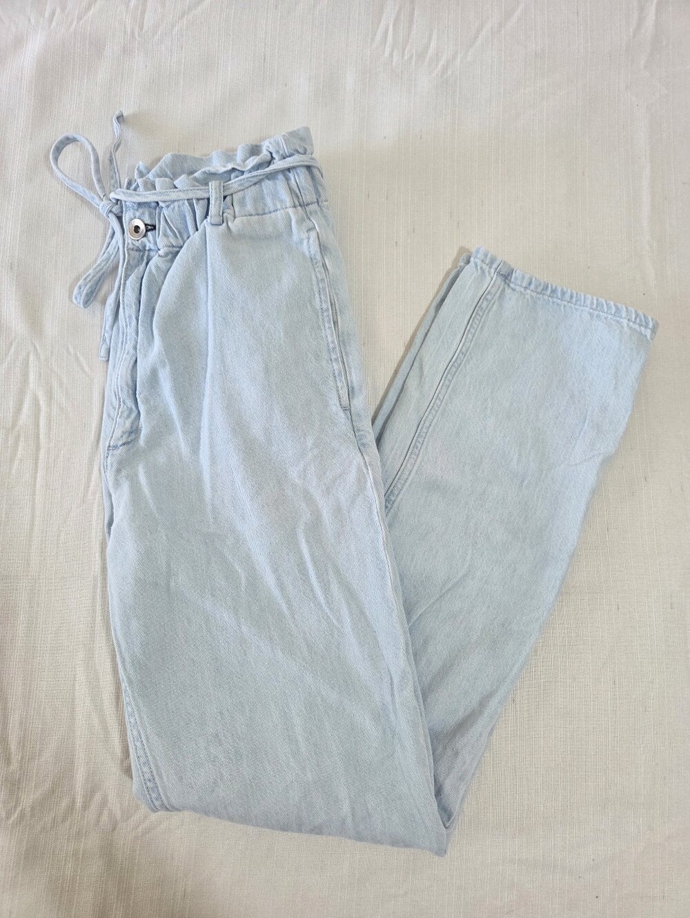 Rag & Bone Light Wash Drawstring Cotton/Linen Jeans Womens 25 High Waist